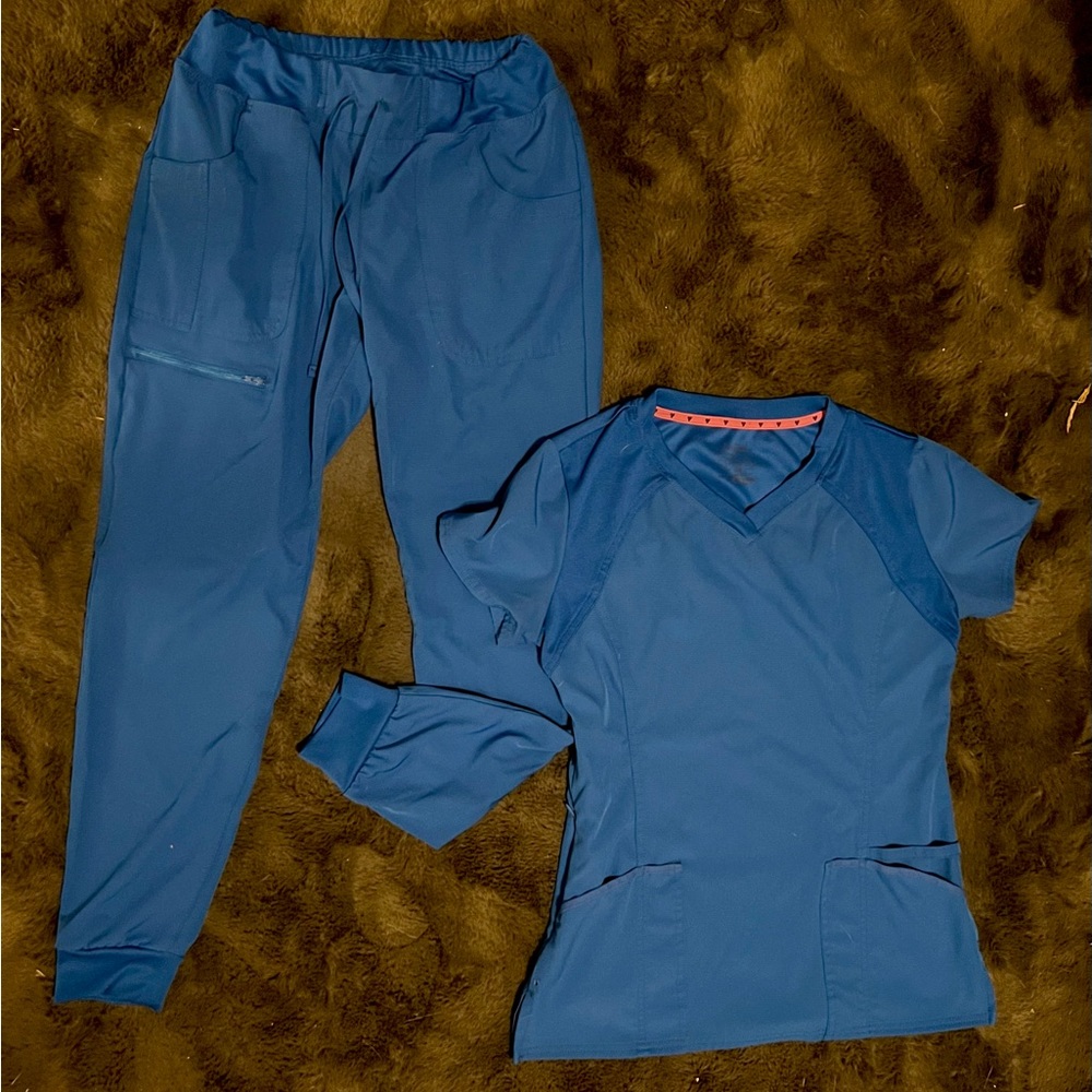 Royal Blue heart and soul scrub set.